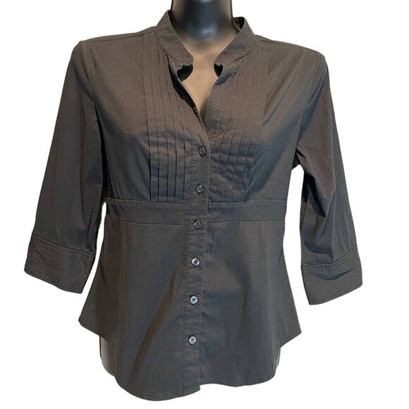 Express Design Studio Button Up Black 3/4 Sleeve Top - Small - Picture 1 of 4